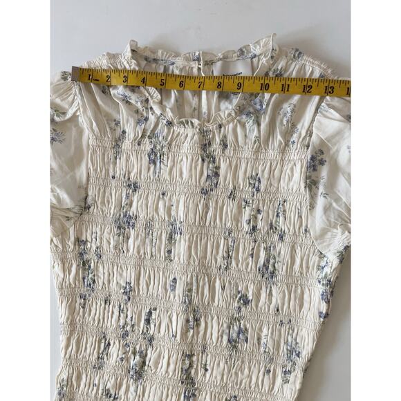 Reformation Kiria Midi Dress 10 Cream Floral Smocked Fairy Boho Cottagecore - Picture 6 of 12